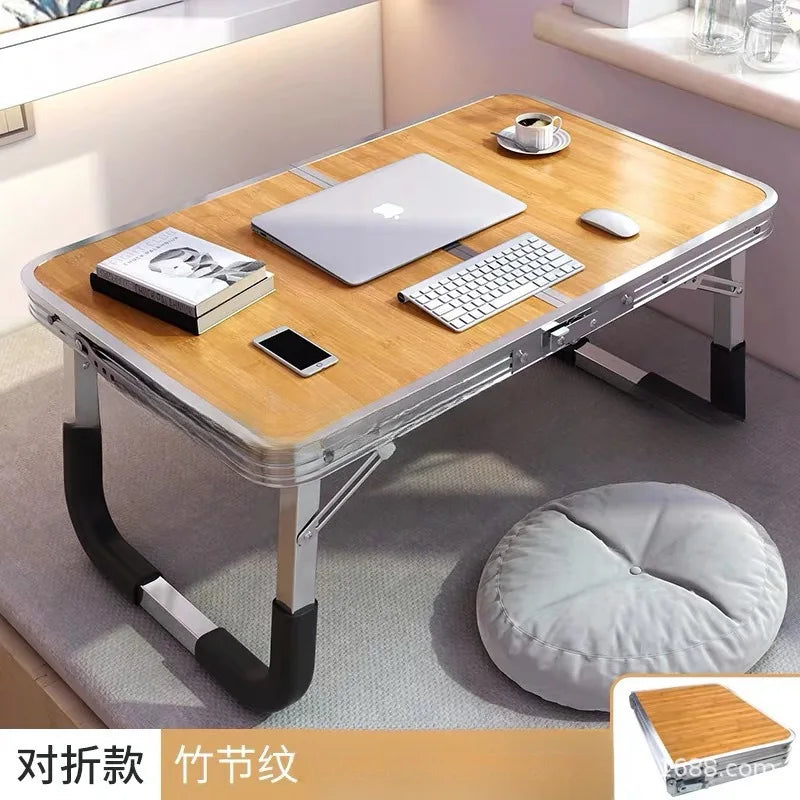 Aluminum Alloy Foldable Computer Table Wooden Lazy Dormitory Learning Folding Bed Outdoor Folding Table