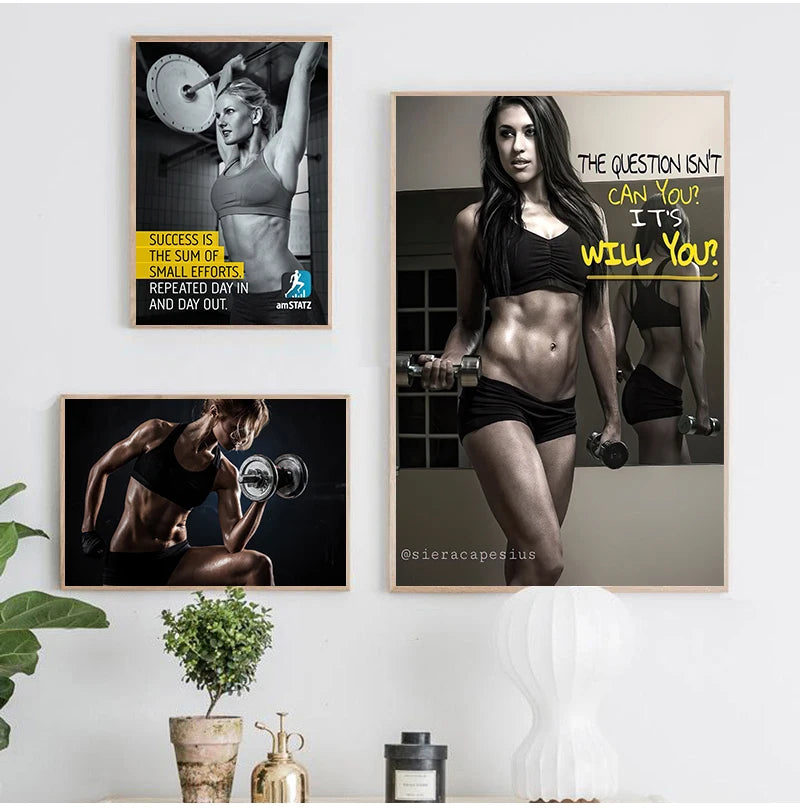 Sexy Women Fitness Bodybuilding Motivational Fabric Cloth Rolled Wall  Print - Size: 80x120 cm