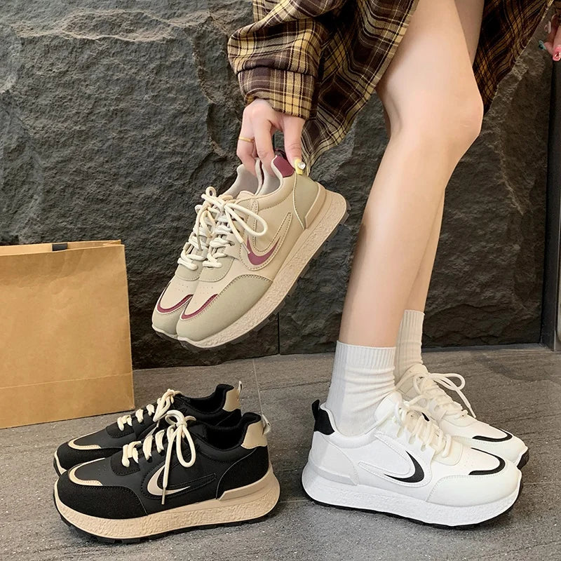 Fashionable Sexy Thick Soled Sports Shoes Spring and Autumn New Round Toe Comfortable Elegant Running Casual Shoes for Women