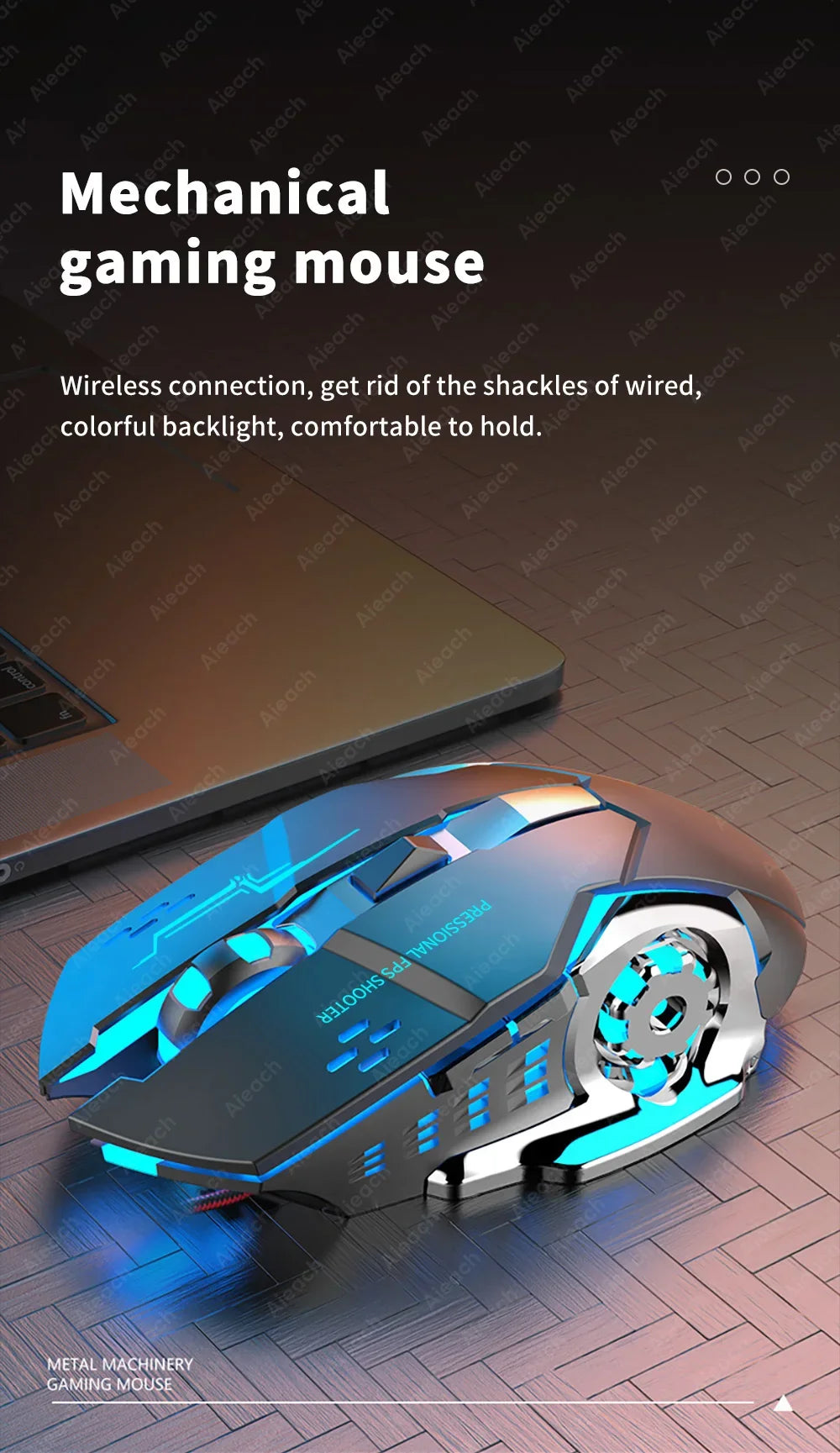 Wireless Bluetooth Gaming Mouse 2.4g USB Rechargeable Ergonomic Mechanical Backlight Design for Laptop PC Computer Gamer