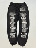 Aries  Collaborative New English Print Heavy Washed Cuffed Sweatpants Youthful Vitality All-Season Fleece-Lined ...