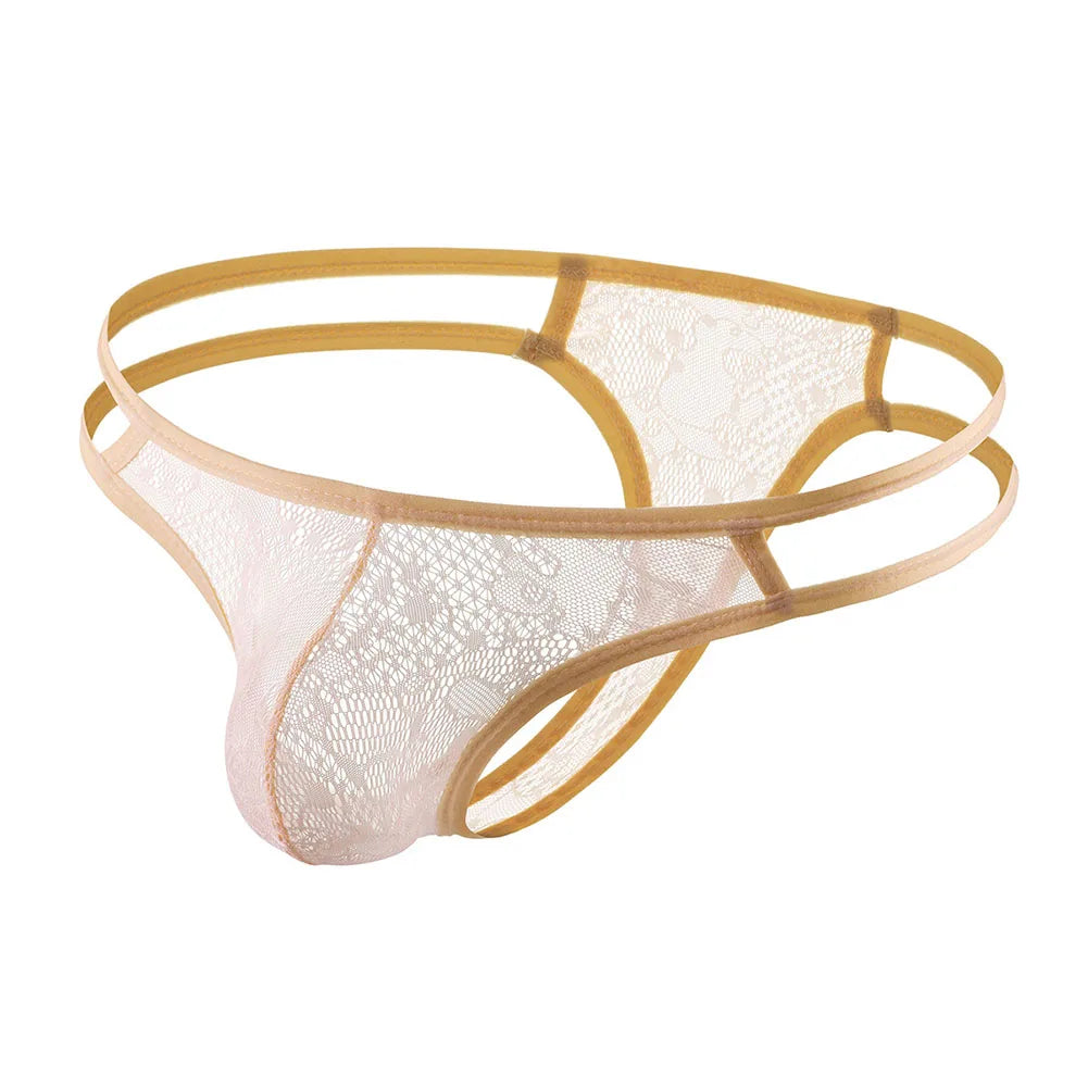 Lingerie For Men Sexy Briefs Ultra-thin Transparent Underwear Mesh Thongs Breathable Trunks Sissy U Convex Pouch Underpants