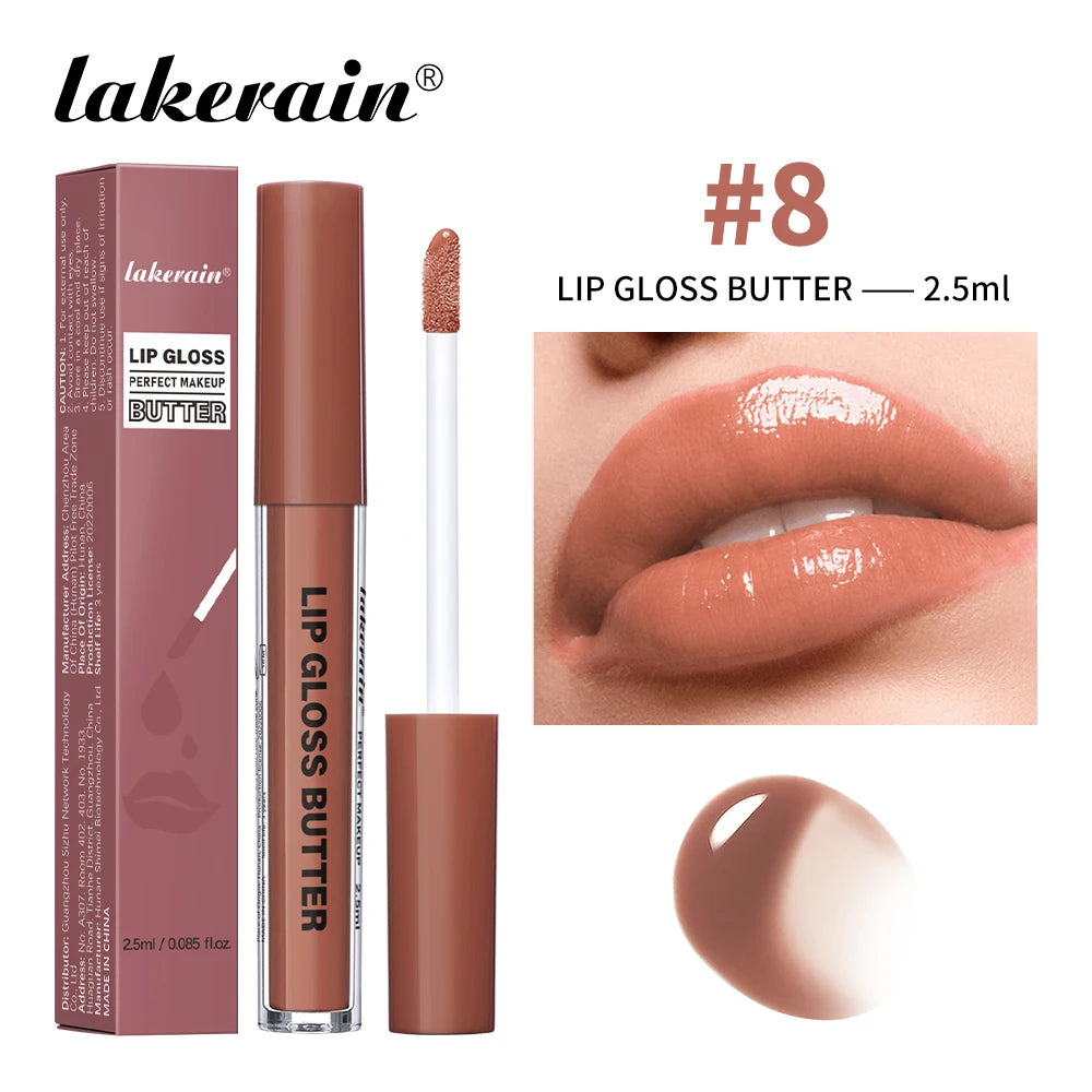 Lakerain Lip Gloss Butter  Long Lasting Non-stick  Beauty Waterproof Lip Stain Makeup Plumping Hydrating Lip Gloss Cosmetics