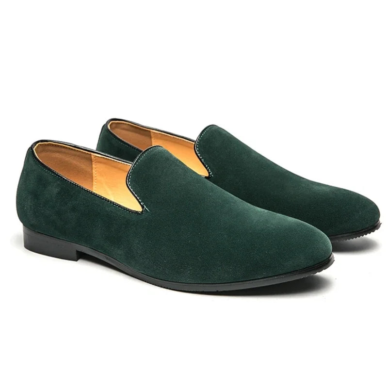 Men Loafers Shoes Suede Low-heeled Solid Color Comfortable Casual Retro Wear Fashion Everyday All-match Classic Shoes