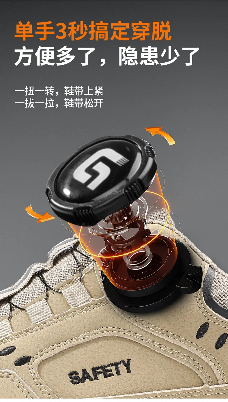 Men Shoes Safety Work Shoes Anti-smash Anti-puncture Safety Steel Toe Shoes High-cut Waterproof Anti-slip Light Soft Ankle Boots