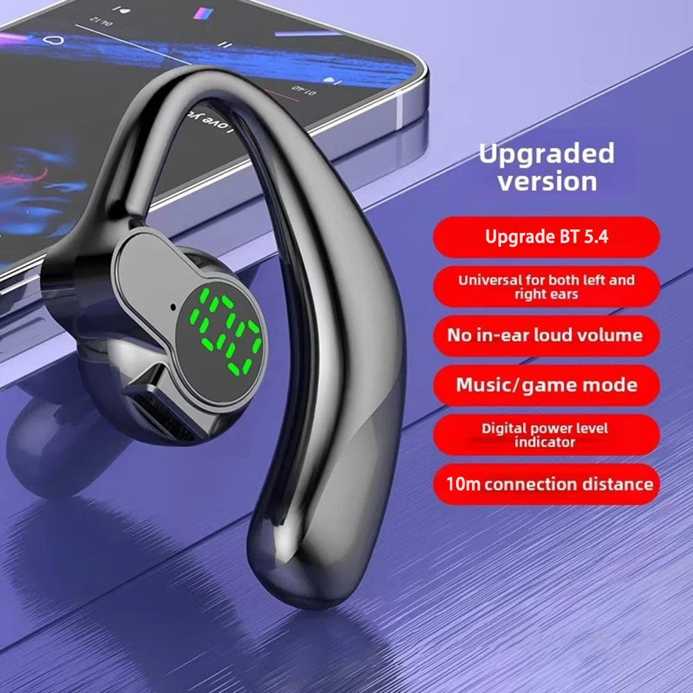 Bluetooth 5.4 Open 180° Rotation Wireless Business Headset With Mic Air Conduction Ear-hook Touch Control Sports Hifi Earphone