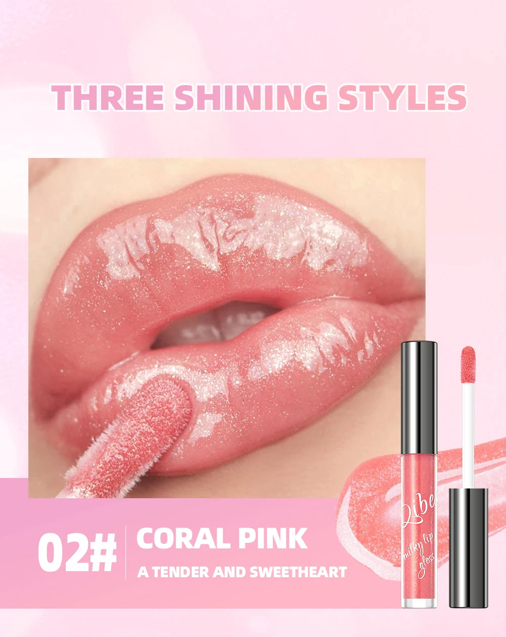 QIBEST Purple Lip Gloss Shimmer Lip Tint Moisturizing Long-Lasting Shine Lip Stain Diamond Hydrating Lip Stain Tint Cosmetics