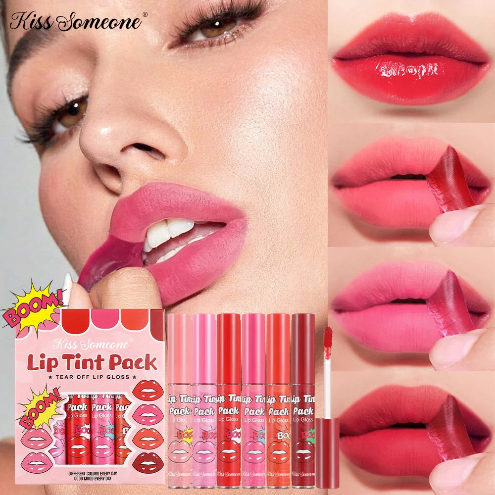 6pcs/1set Lip Stain, Peel Off Lip Stain Set, Long-Lasting, Moisturizing, Non-Drying,Smudge-Proof