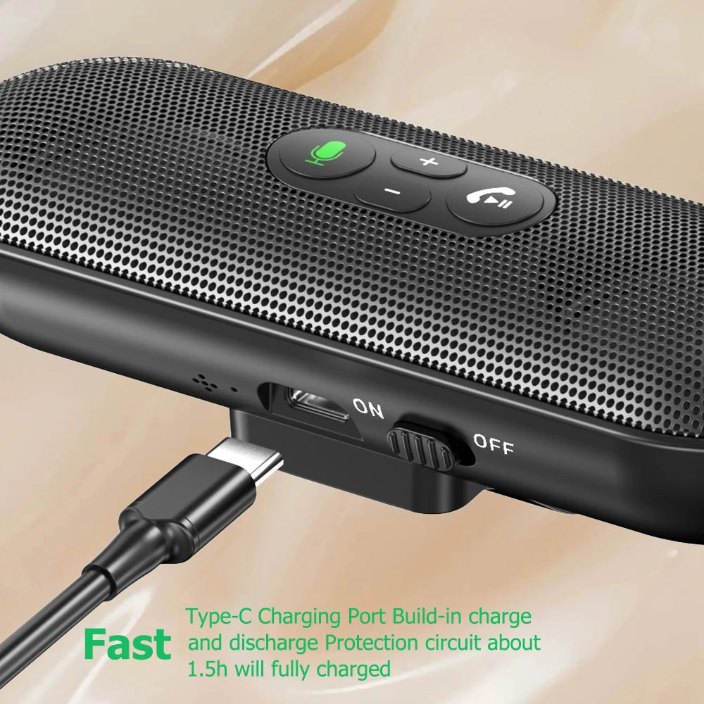 Bluetooth 5.4 Car Kit Handsfree 6W Speakerphone Sun Visor Speaker Mp3 Player Wireless Music Receiver With Voice Assistant