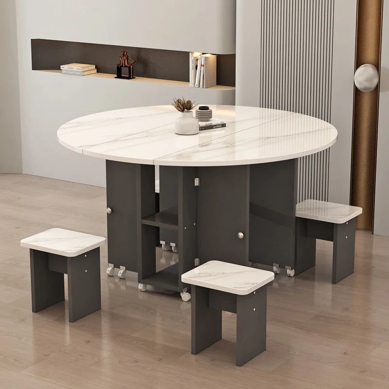 Folding White Dining Table Multifunction Family Waterproof Space Saving Dining Table Design Simple Mesas De Jantar Furnitures
