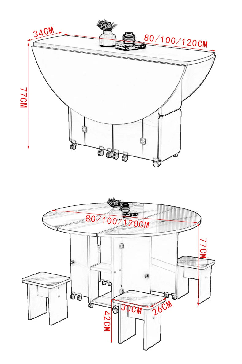 Folding White Dining Table Multifunction Family Waterproof Space Saving Dining Table Design Simple Mesas De Jantar Furnitures
