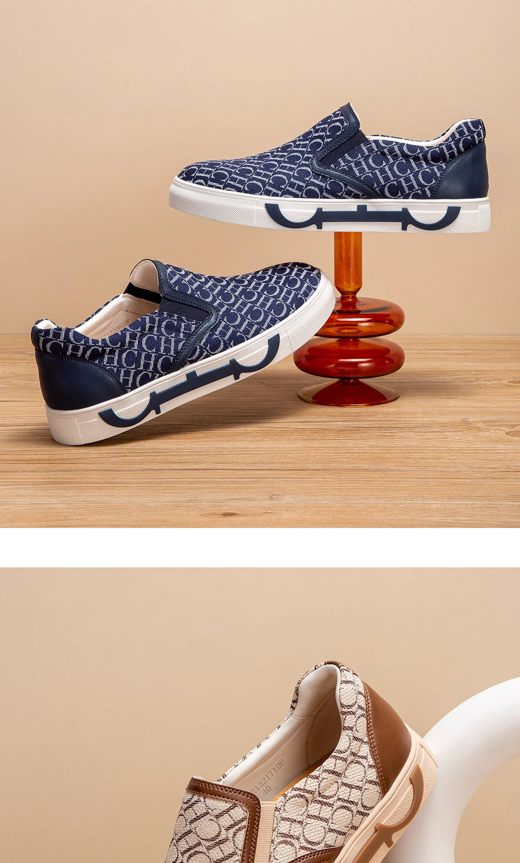 Shoes For Man Loafers Breathable cloth upperLeather elasticized adjustable mouthCH lettersLuxury brand men's shoes