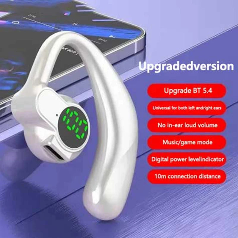 Bluetooth5.4 wireless earphones with digital display high-definition calling sport sleep earphones Type-C charging single ear
