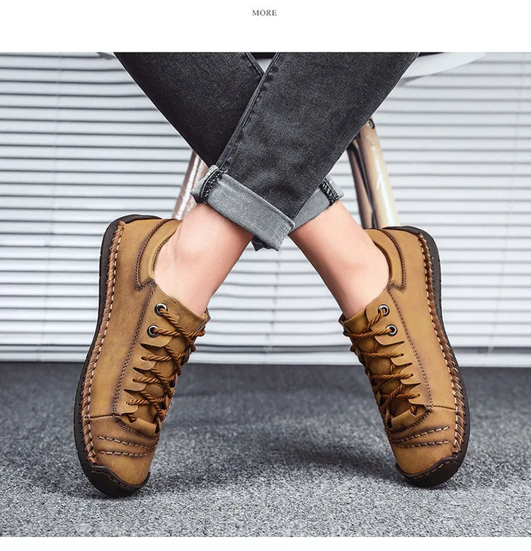 Shoes for Men Leather Casual Shoes Fashion Soft Homme Outdoor Comfortable High Quality Classic Ankle Non-slip Flats