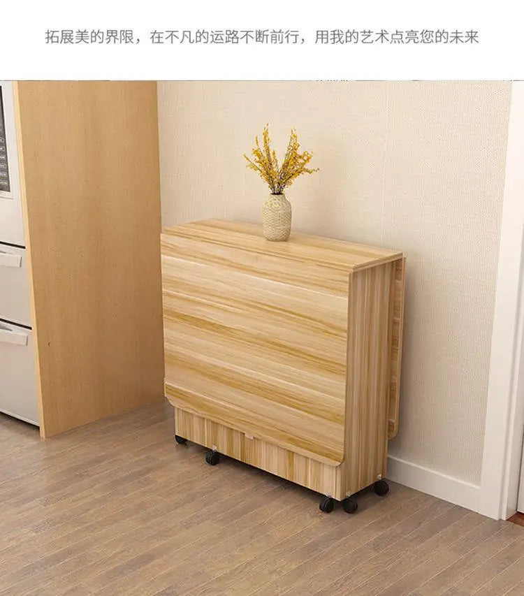 Folding Dining Table for Home Use, Small Apartment, Simple Multi-Functional Mobile Rectangular Dining Table