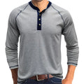 Summer  Autumn Men's American Heavy Cotton Henry Shirt  Long Sleeve Fitness Tough Guy T-Shirt Casual  T Shirt for Men Clothing