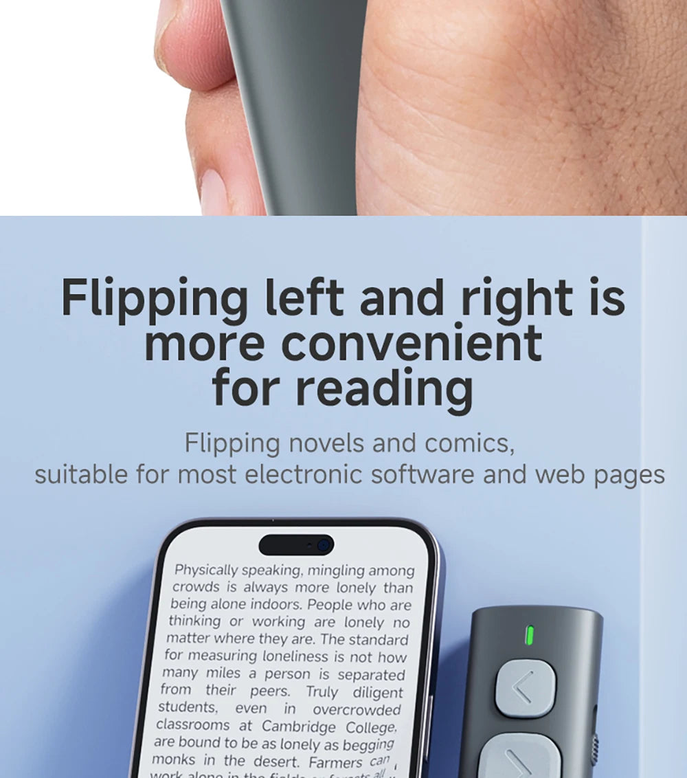 Bluetooth Page Turner Camera/Music Control Pen Paging Device E-book Reader Swipe Short Video Supports IOS Android Remote Control