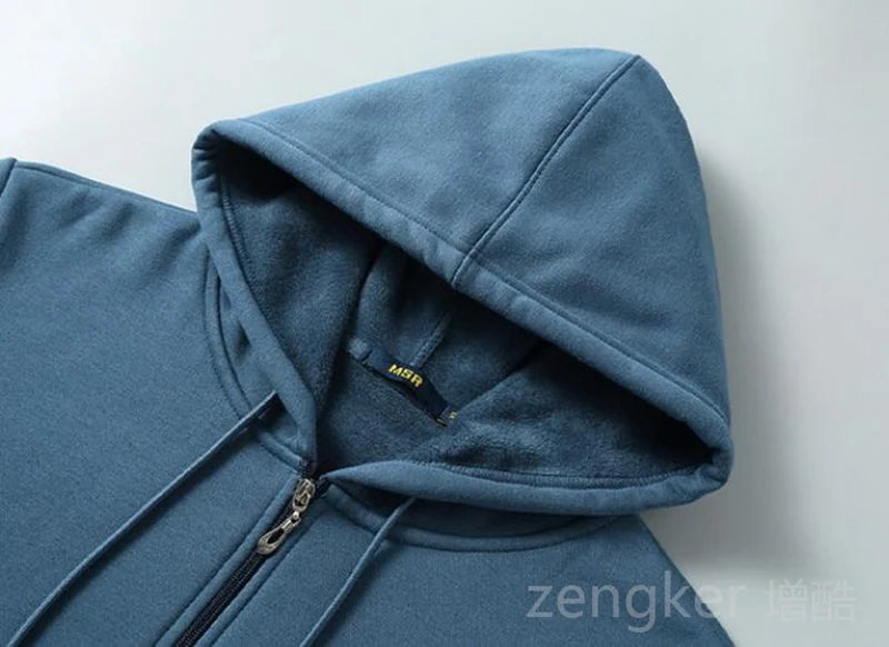 Big size Fleece hooded cardigan men's autumn winter trendy fashion jacket plus size hoodie  12XL 10XL large size  men clothing
