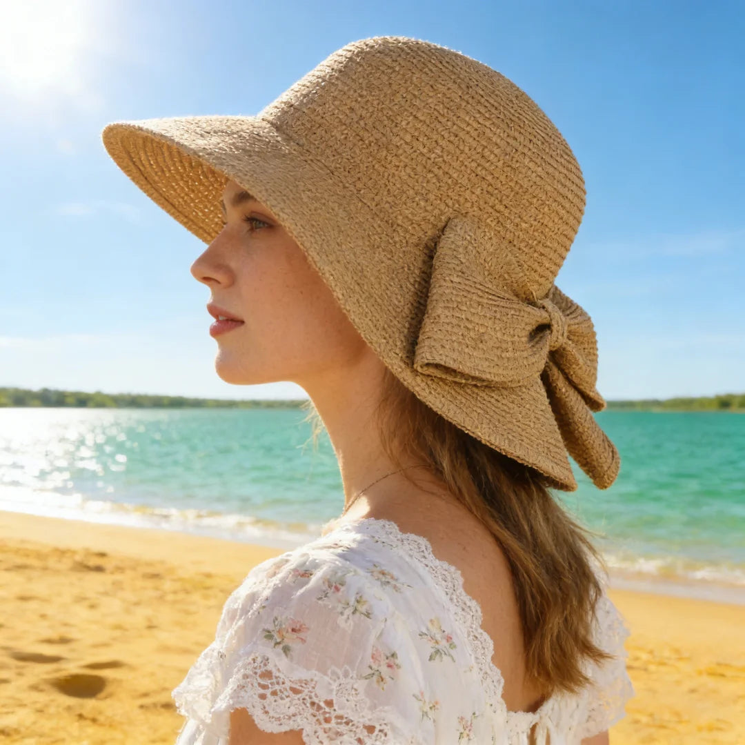 Summer Hats For Women Sun Hat Beach Cap Ladies Bowknot Panama Cap Lady Casual Bucket Hat For Women Straw Hat