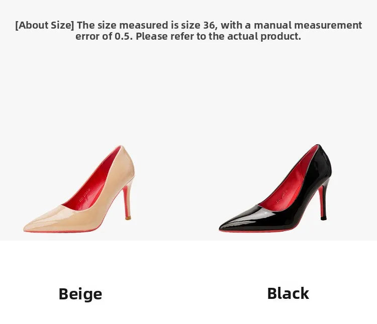 Sexy Nude High Heels Red Sole Women's Shoes Fashionable Thin Heel Single Shoes for Women Super Fibre Leather Inner Material