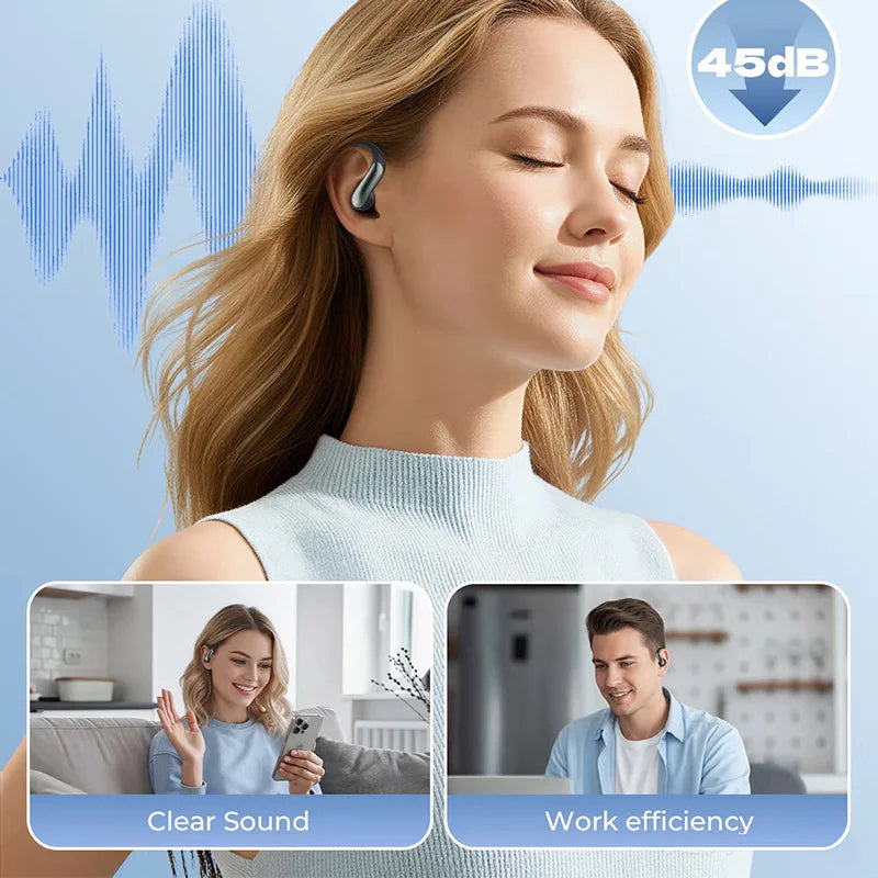 Bluetooth 5.3 Headphones, TWS Wireless Ear-Hook Earphones, HiFi Stereo Noise Cancelling, Compatible with All Smartphones