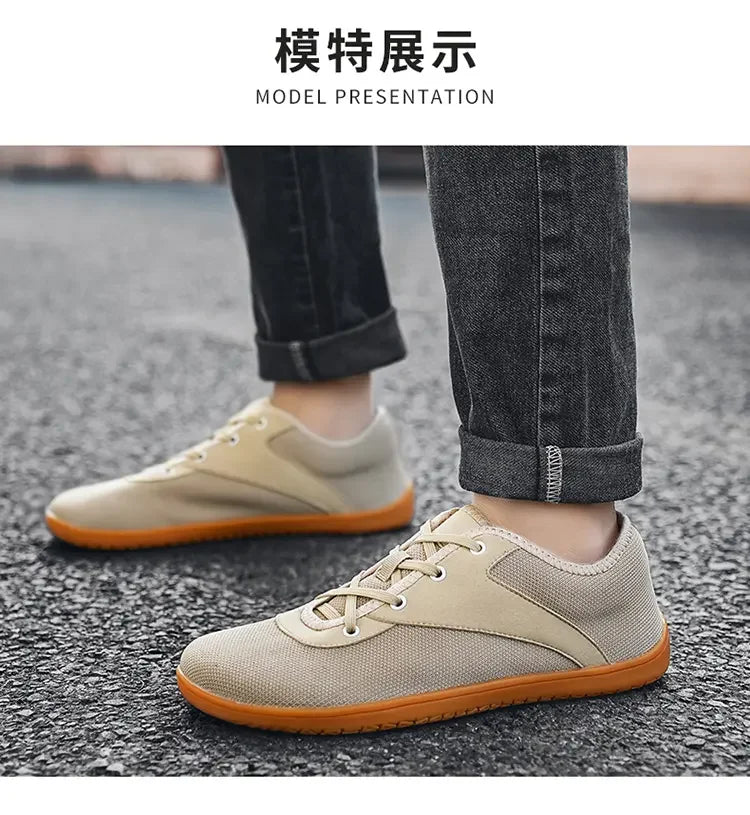 Men's barefoot walking shoes with wide toe and scattered minimalist shoes, suitable for gyms, driving offices.
