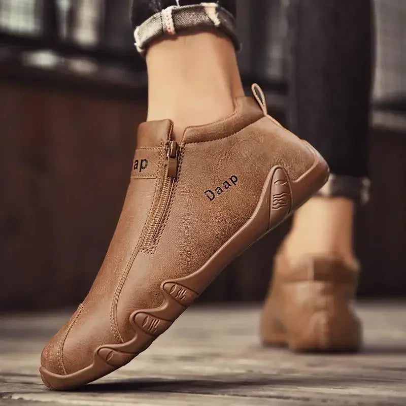 2024 New Casual Shoes for Men Luxury Round Toe Men Ankle Boots Light Slip on Walking Shoes Outdoor Comfor Men High Top Sneakers
