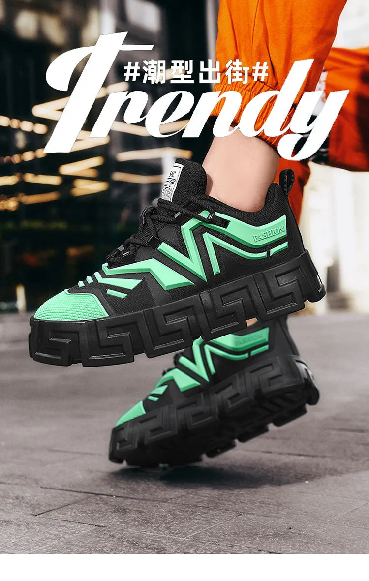 Men's Casual Sports Shoes, Fashionable Thick Soled Skateboarding Shoes, Trendy and Comfortable Men's Shoes Suitable for Outdoor
