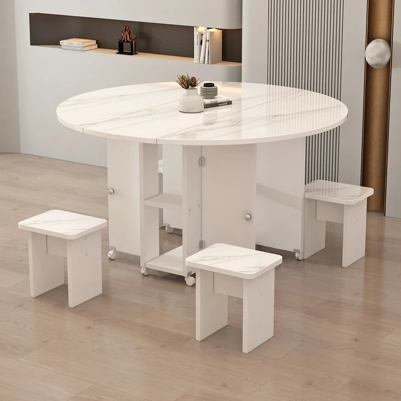 Folding White Dining Table Multifunction Family Waterproof Space Saving Dining Table Design Simple Mesas De Jantar Furnitures