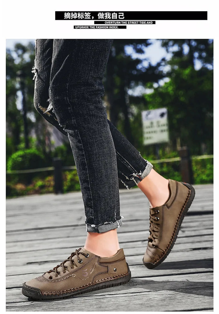 Shoes for Men Leather Casual Shoes Fashion Soft Homme Outdoor Comfortable High Quality Classic Ankle Non-slip Flats