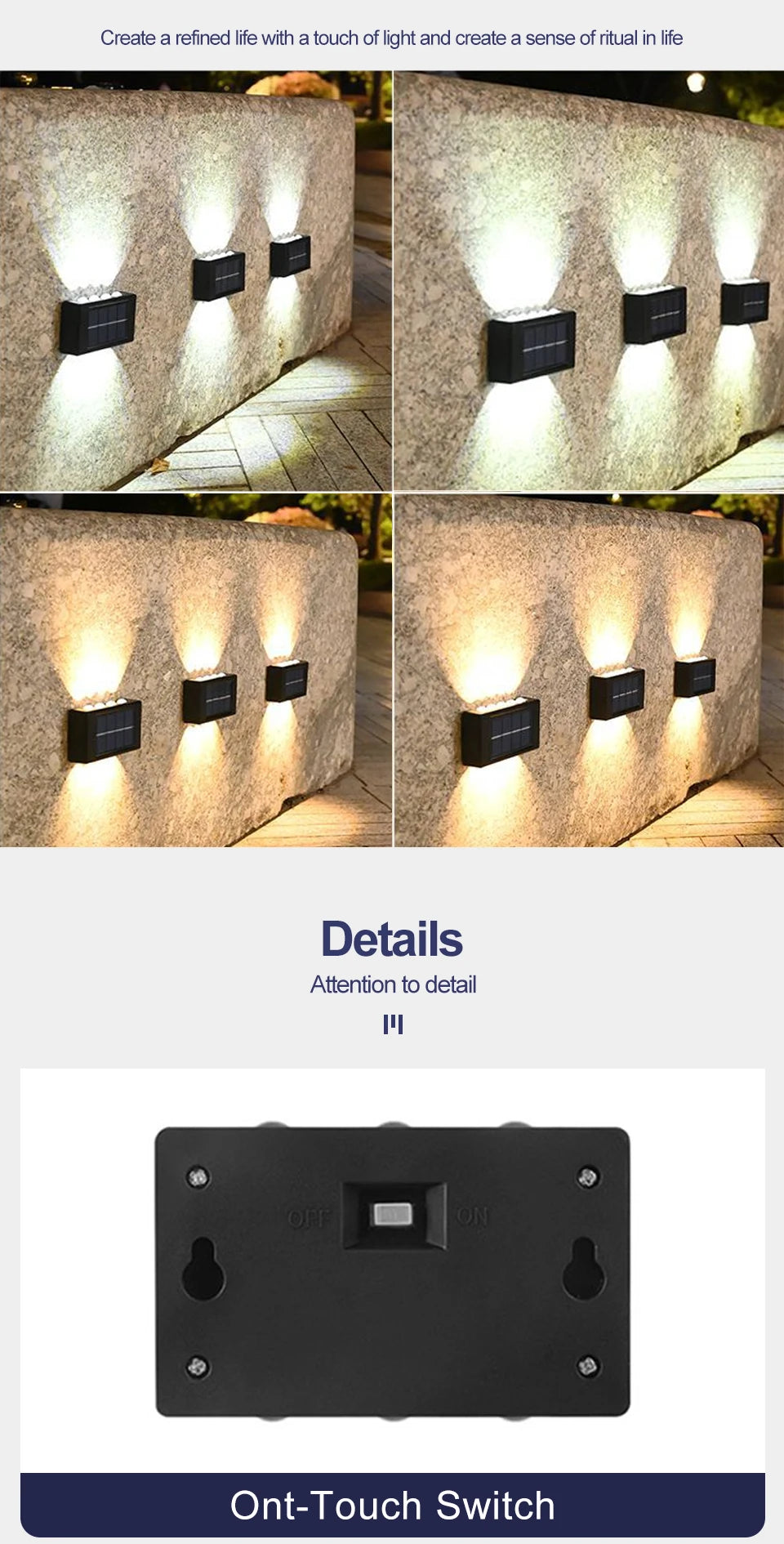 Solar Up Down Double Headed High Brightness Wall Light Outdoor Waterproof Garden Fence Door Sign Decorative Wall Washer Lighting
