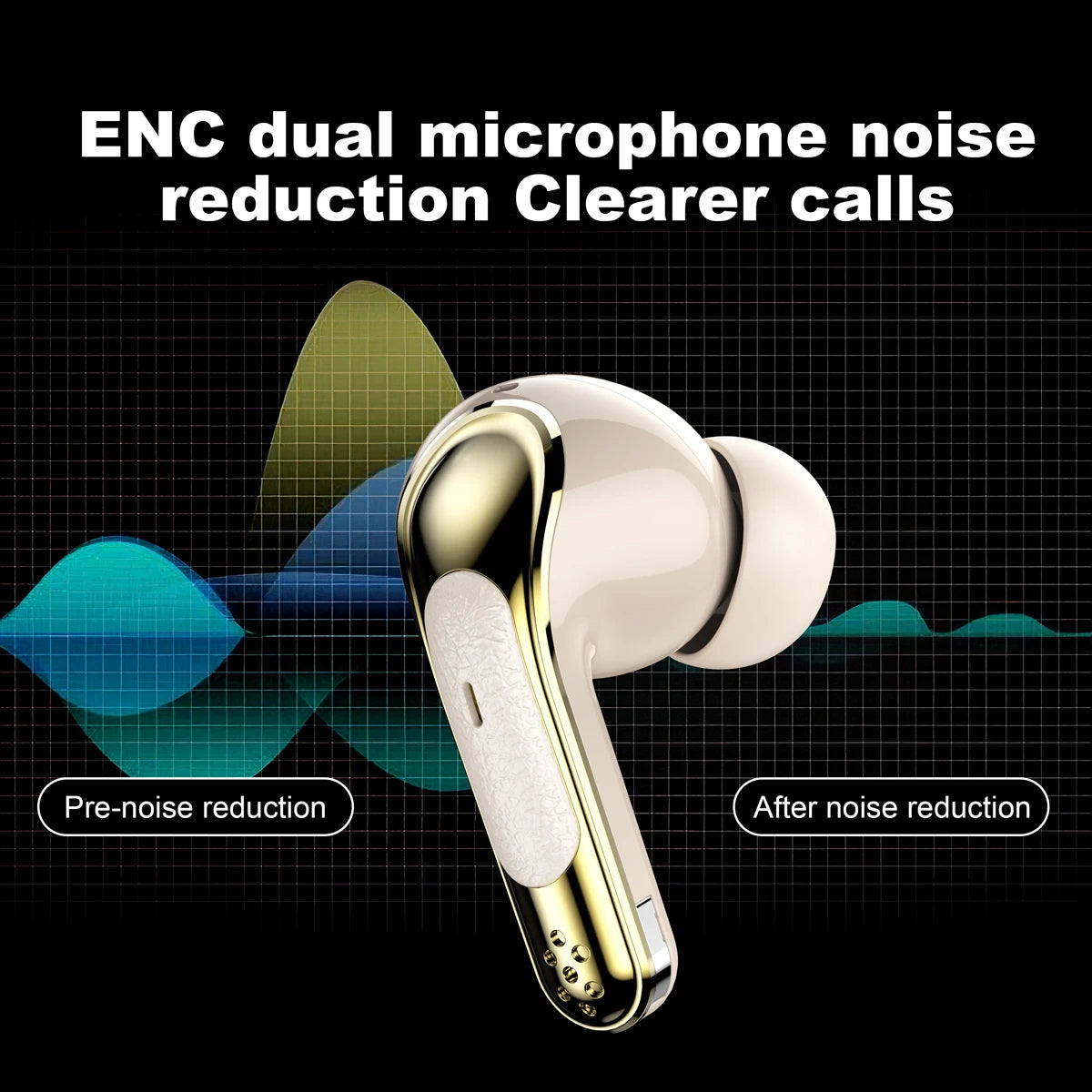 Bluetooth Earphones Intelligent Noise Reduction Wireless Earbuds Bluetooth 5.3 Headphones Tws With Led Display For Android Ios