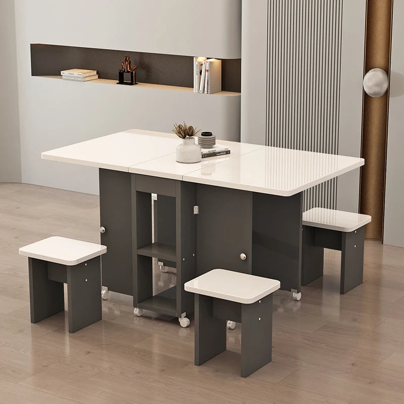 Folding White Dining Table Multifunction Family Waterproof Space Saving Dining Table Design Simple Mesas De Jantar Furnitures