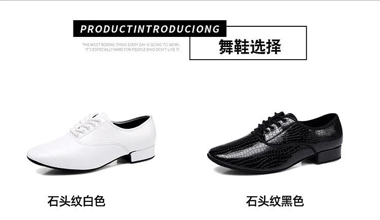 Men Modern Dance Shoes Man Outdoor Dance Leather Latin Jazz Shoes Indoor Suede Sole 2.5CM Heels Ballroom Waltz Shoes Stage Wear