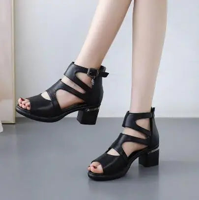 2025 NEW Comfortable Fashion Shoes Women Sandals High Heels Summer Sweet Fashion Wedding Shoes White and Black Handmade Sandals
