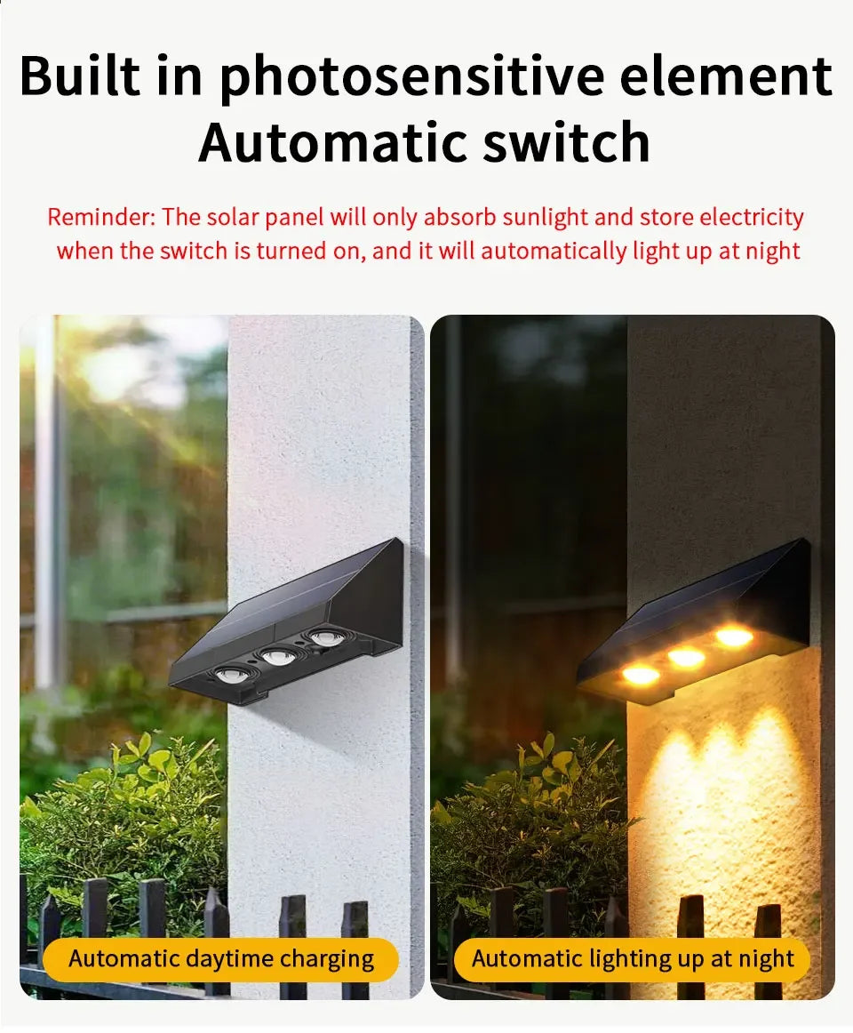 Solar Wall Light Outdoor Garden Lights Solar Powered Waterproof Solar Porch Lights Wireless Wall Mount Lights for Yard Balcony