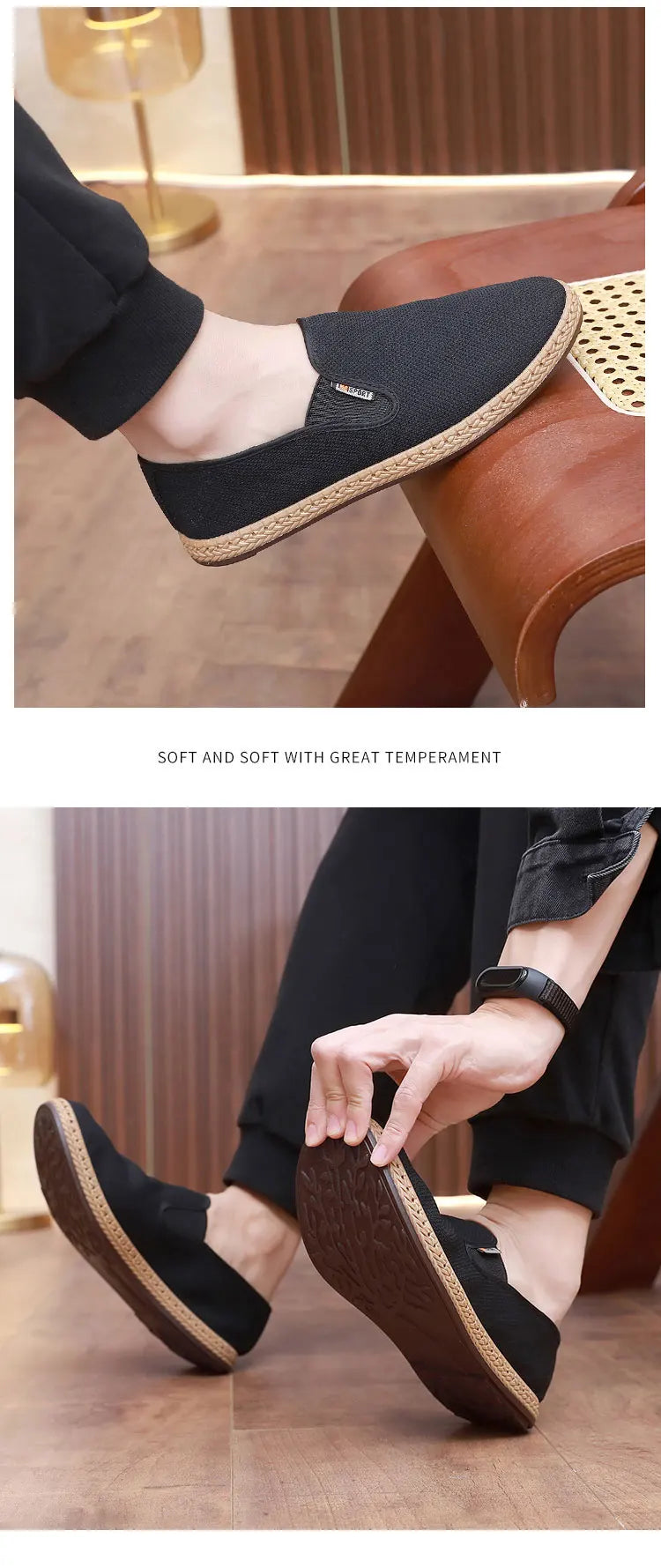 New men's simple breathable shoes lightweight casual shoes soft sole anti-skid soft comfortable slip-on lazy shoes