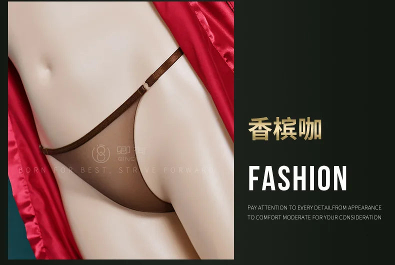 Sexy Women Bra Set Ultra-Thin Invisible Transparent Women's Lingerie Bra Panties Set Adjustable