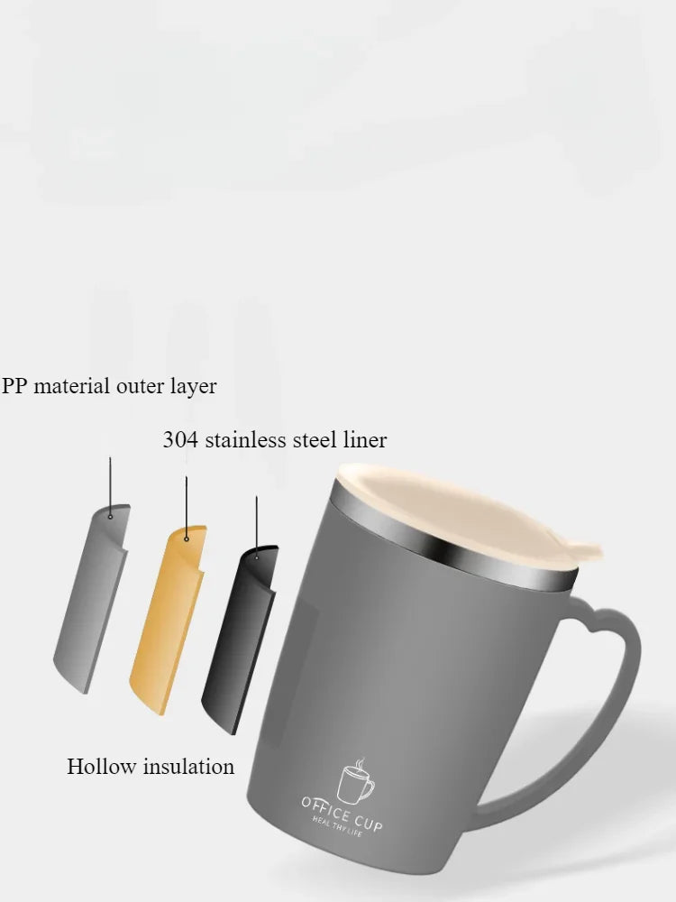 Portable Thermal Water Bottle 350ml Thermos Mug 304 Stainless Steel Coffee Cup with Handle Leak-Proof Vacuum Flask Insulated Cup