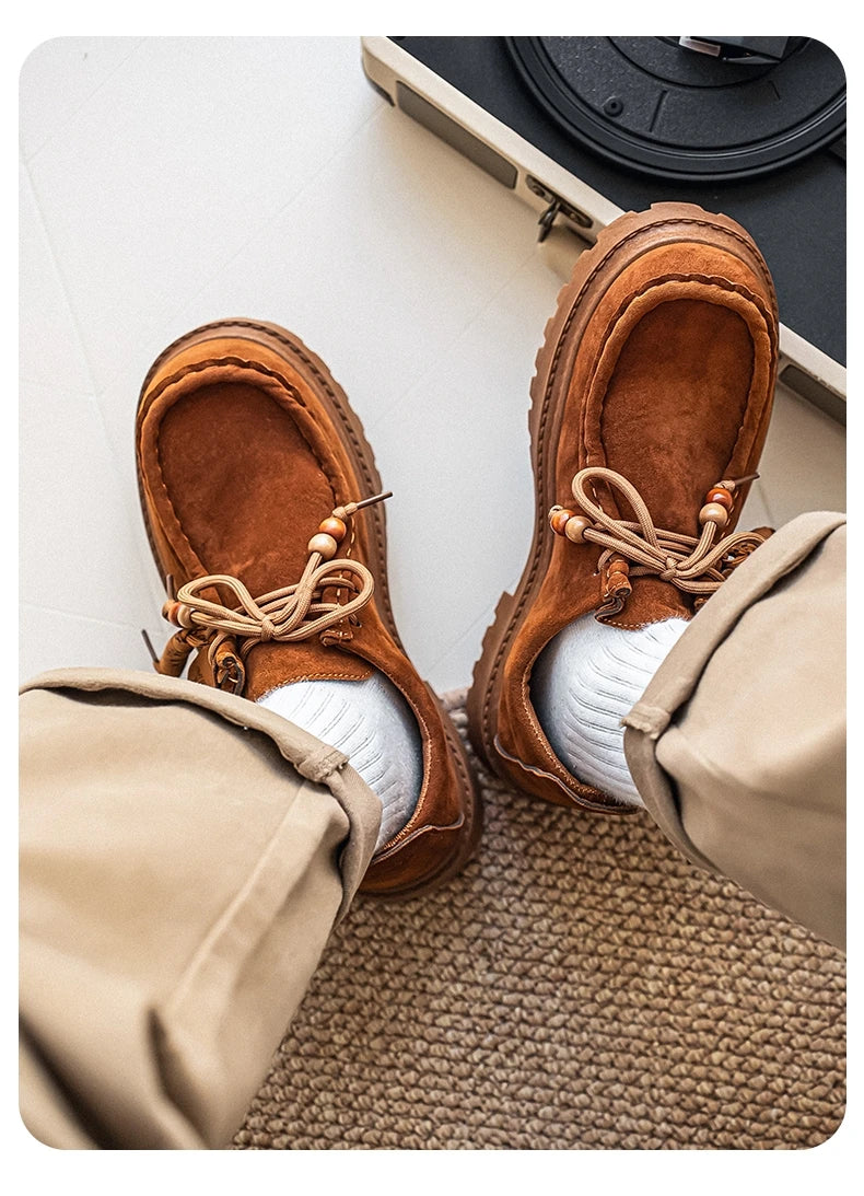 Men's Wide Toe Barefoot Shoes Classic Retro Casual Shoes Lightweight Outdoor Sports Walking Shoes Brown Thick Soled Work Shoes