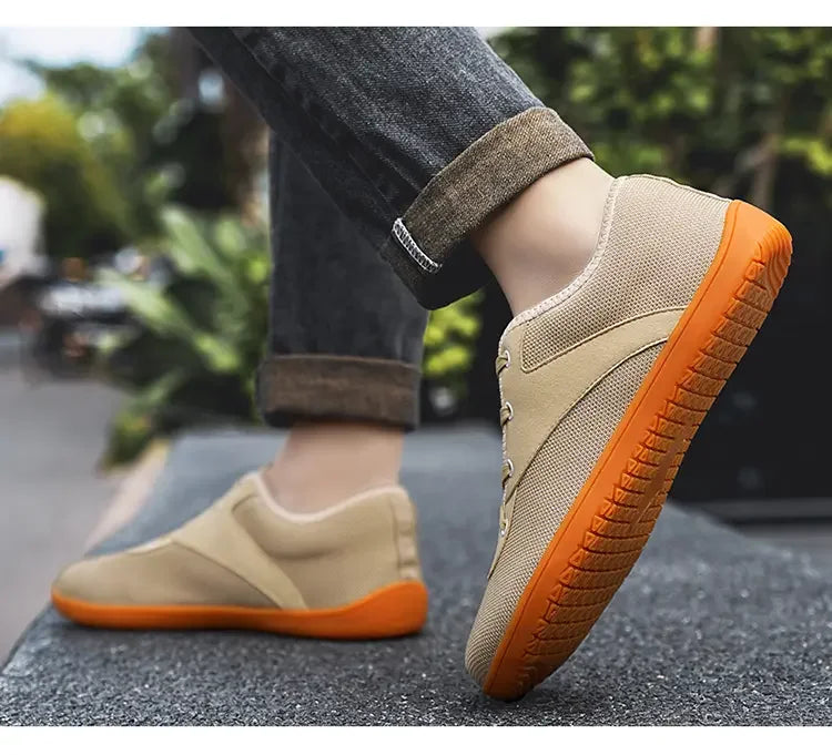Men's barefoot walking shoes with wide toe and scattered minimalist shoes, suitable for gyms, driving offices.