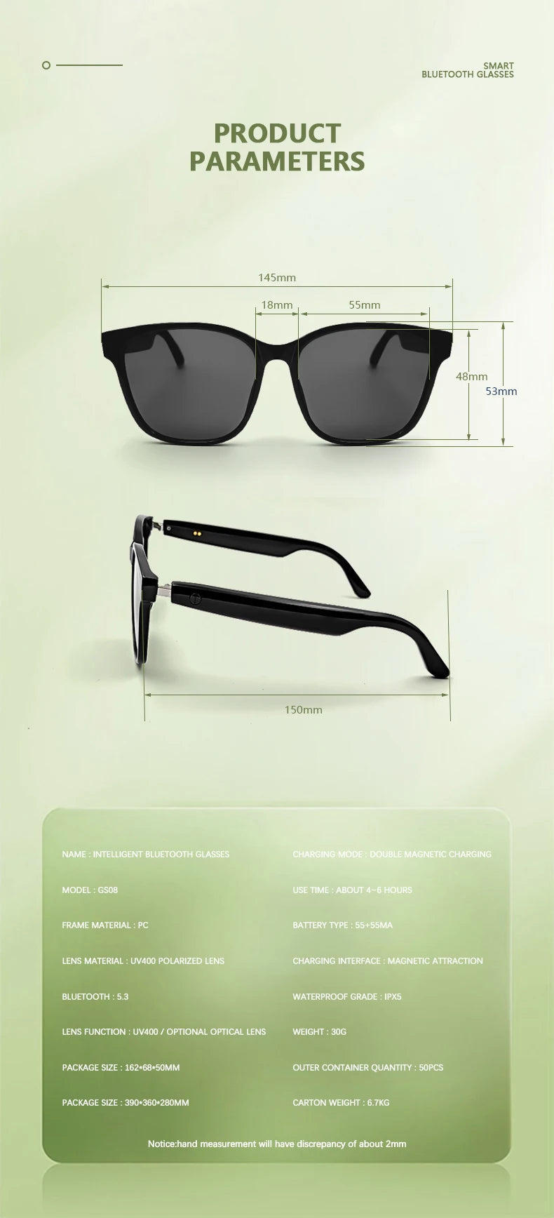 LIGE Bluetooth Inteligente Glasses Life Waterproof Smart Glasses Anti-blue Glasses Anti-ultraviolet Sunglasses for Android iOS