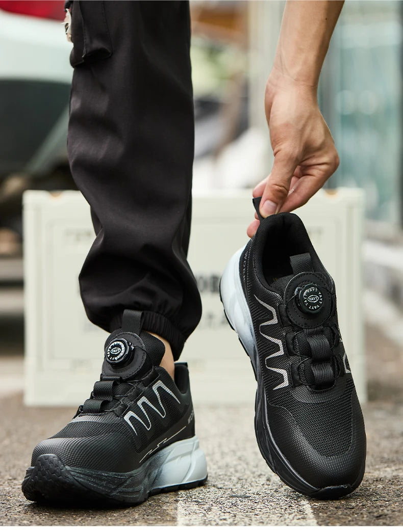 Men‘s Work Shoes Steel Toe Anti-smash Shoes Indestructible Safety Shoes Lightweight Breathable Sneakers Construction Site Shoes