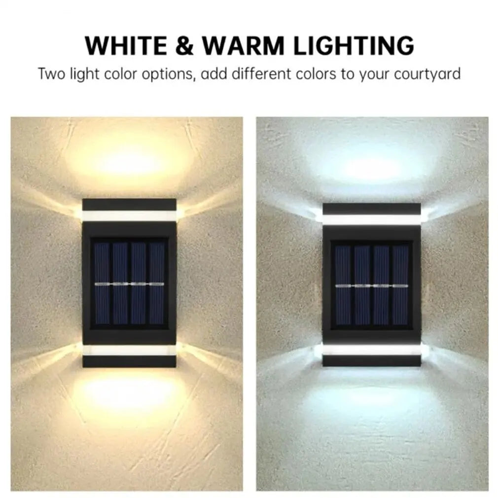 Solar LED Light Outdoor Waterproof Wall Lamp Dusk to Dawn Fence Lighting for Summer Garden Yard Porch Walkway Camping Home