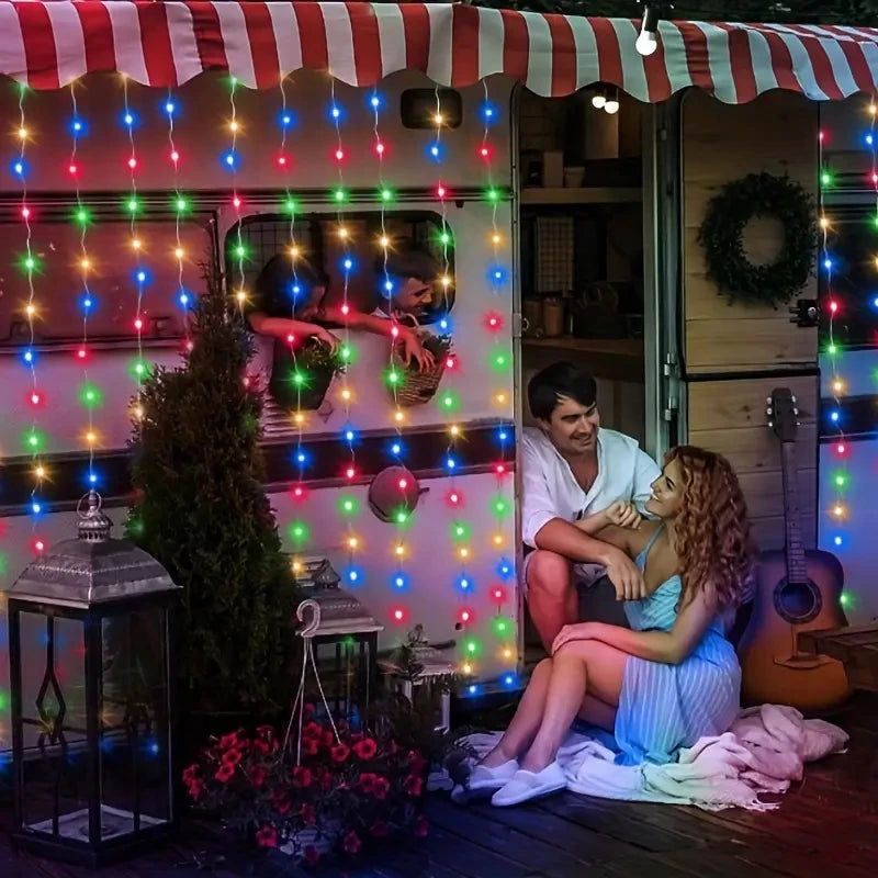 600/300/200/100LED Solar Curtain Lights Outdoor Fairy Lights LED Lights Christmas Wedding Decorations String Lights Garden Decor