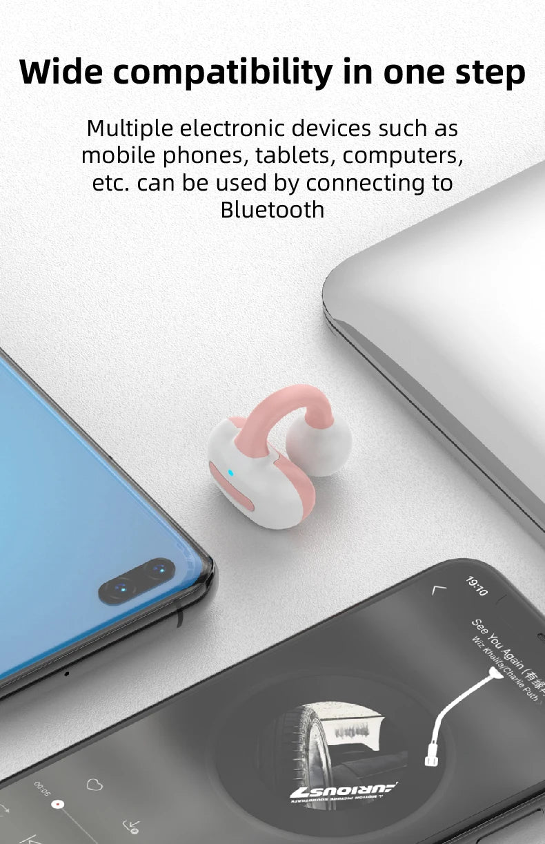 Bluetooth earphones, single ear clip on design, comfortable to wear, small and convenient in terms of bone conduction