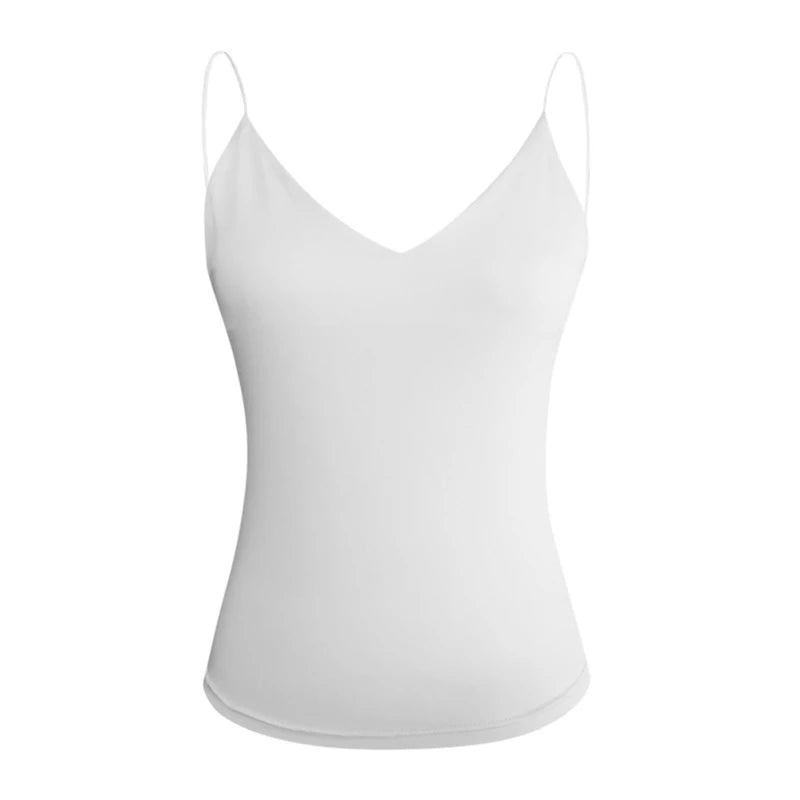 Summer Sexy Vest Women Thin V-neck Strap Camisole Top Solid Color Tank Tops Female Slim Fit Sleeveless For Ladies