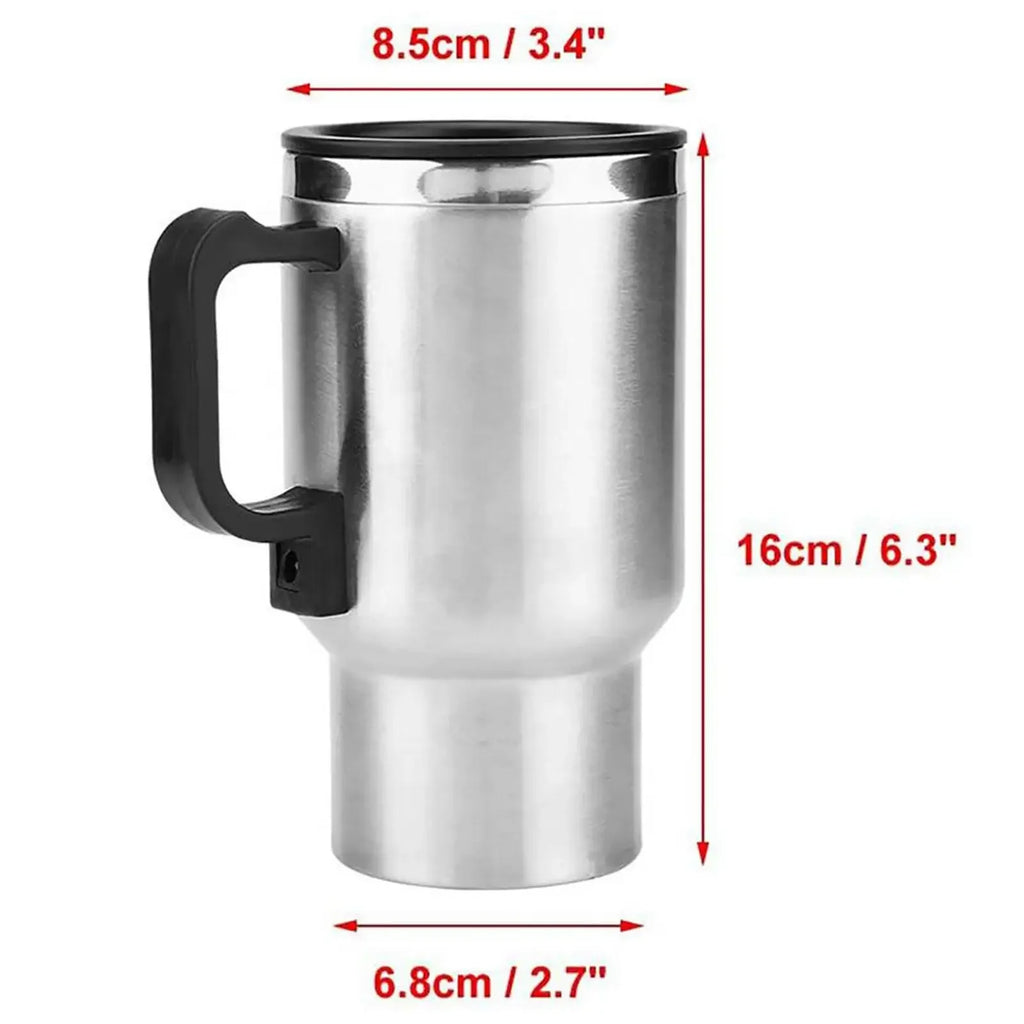 Car Electric Heating Cup 12V Stainless Steel Thermos 450ml USB Heated Mug For Outdoor Travel Camping Coffee Tea Warm Accssories