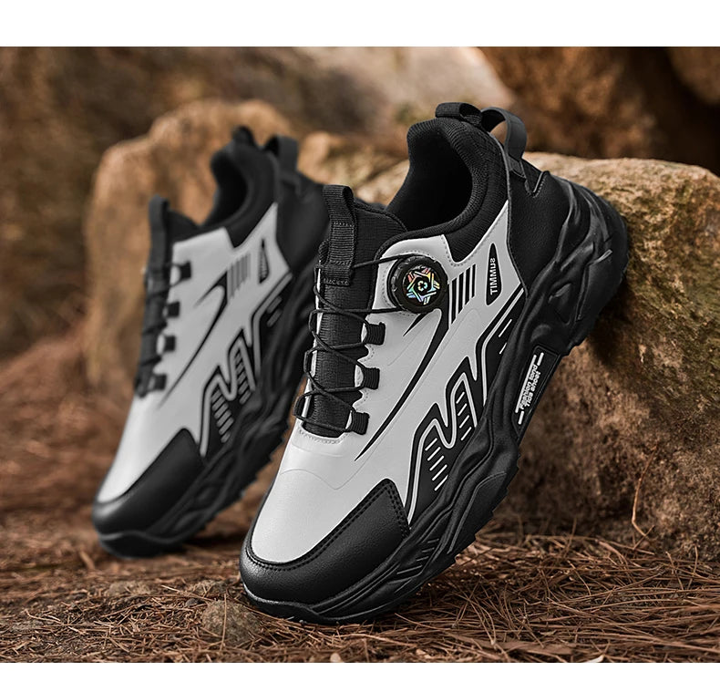 Men's Korean Casual Sports Shoes Four Season Soft Sole Rotating Shoelaces Running Shoes Breathable Walking Shoe Student Sneakers