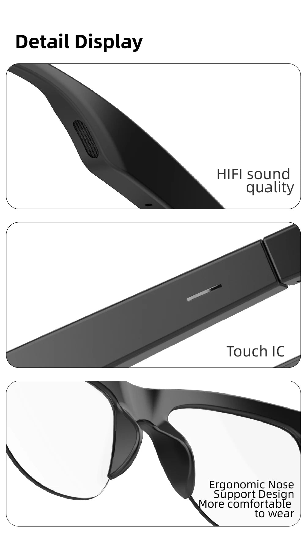 F01 F02 Bluetooth 5.3 Smart Glasses, Open Audio For Calls/Music, Long Battery, For Driving & Sports, Compatible With iOS Android